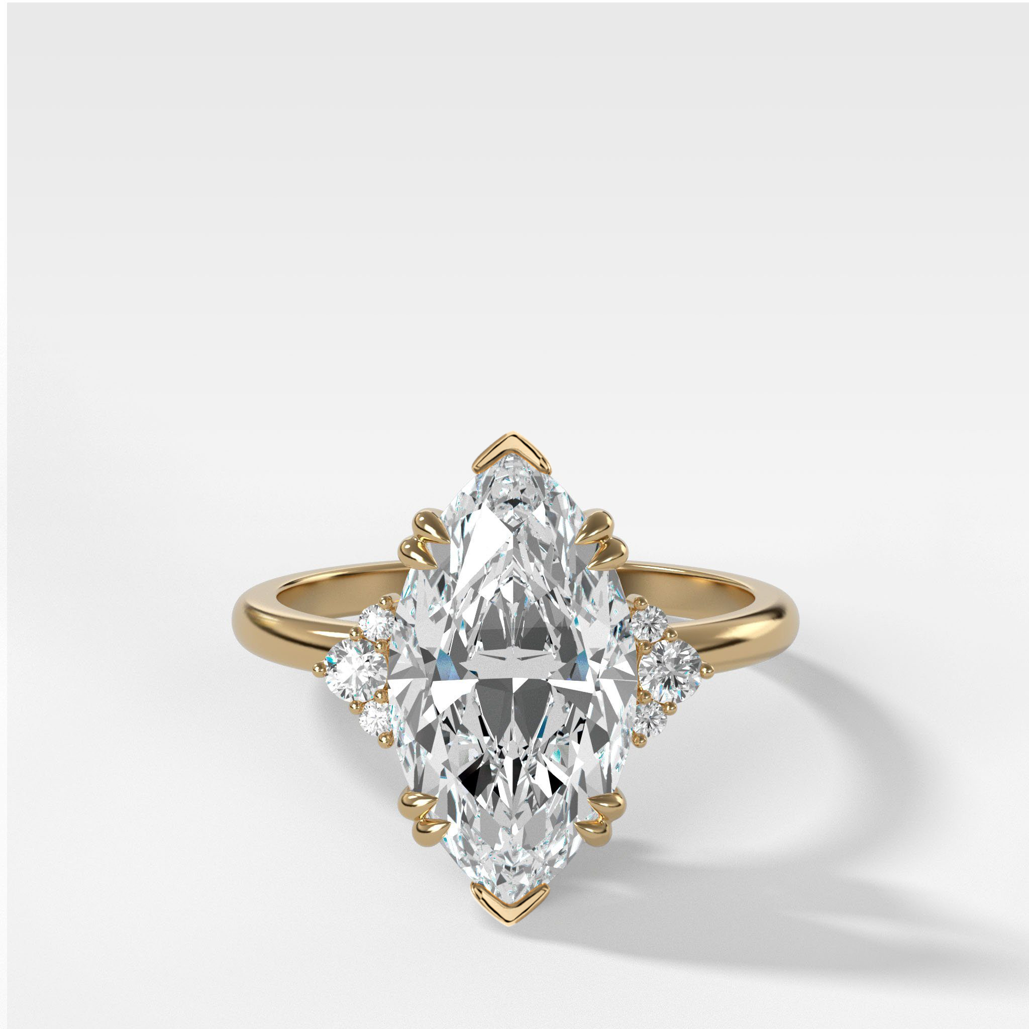 Marquise Shaped Three Stone Lab Grown Diamond Engagement Ring